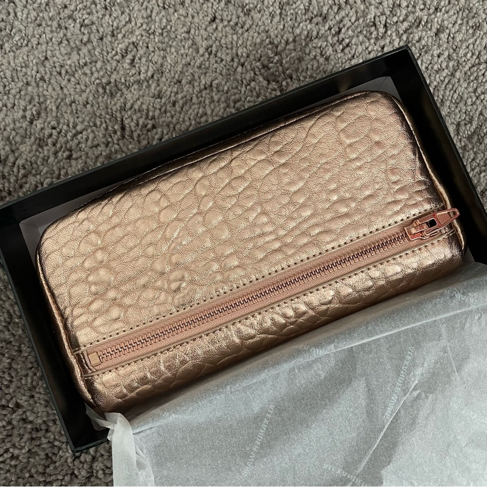 Alexander Wang rose gold metallic wallet clutch
